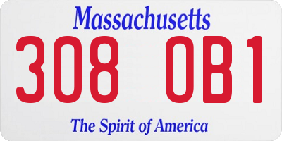 MA license plate 308OB1