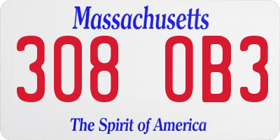 MA license plate 308OB3