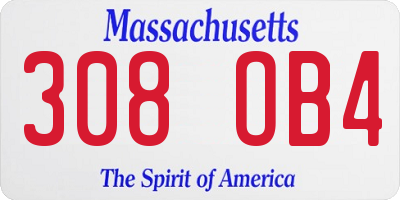 MA license plate 308OB4