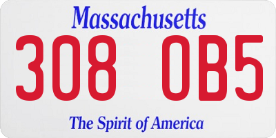 MA license plate 308OB5