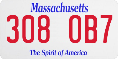 MA license plate 308OB7