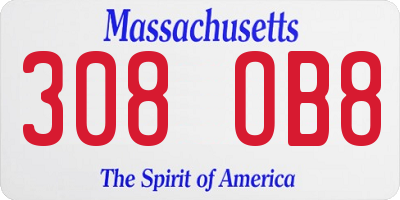 MA license plate 308OB8