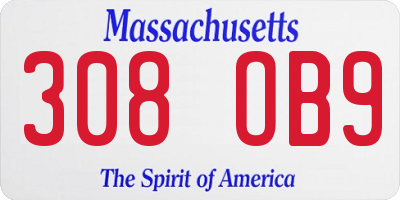 MA license plate 308OB9