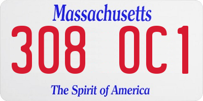MA license plate 308OC1