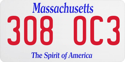 MA license plate 308OC3