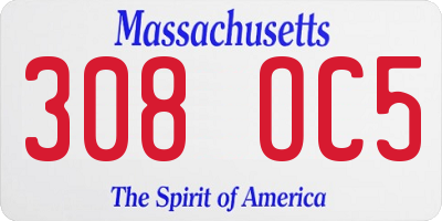 MA license plate 308OC5