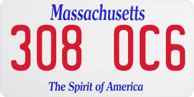 MA license plate 308OC6