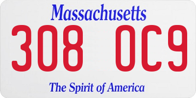 MA license plate 308OC9