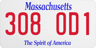 MA license plate 308OD1