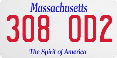 MA license plate 308OD2