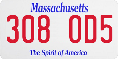 MA license plate 308OD5