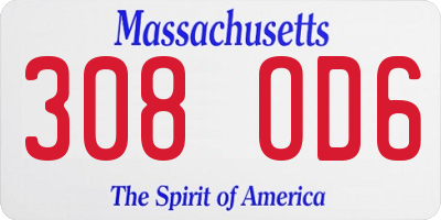 MA license plate 308OD6