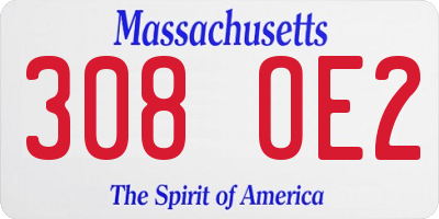 MA license plate 308OE2