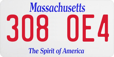 MA license plate 308OE4