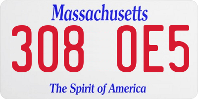 MA license plate 308OE5