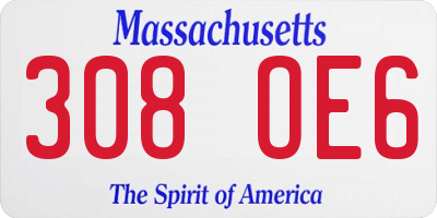 MA license plate 308OE6