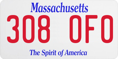 MA license plate 308OF0