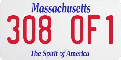 MA license plate 308OF1