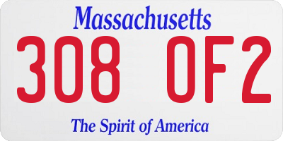 MA license plate 308OF2