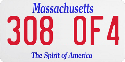 MA license plate 308OF4