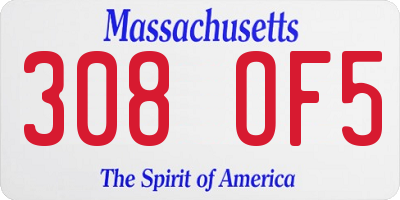 MA license plate 308OF5
