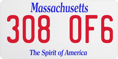 MA license plate 308OF6