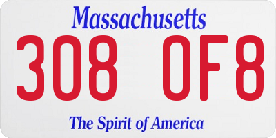 MA license plate 308OF8