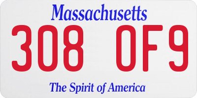 MA license plate 308OF9