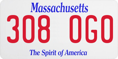 MA license plate 308OG0