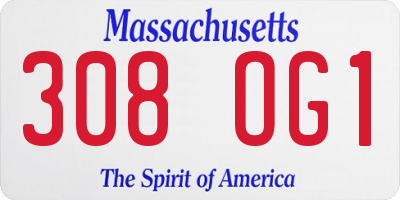 MA license plate 308OG1