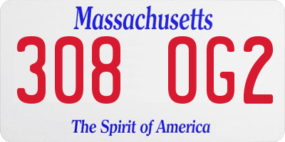 MA license plate 308OG2