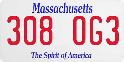 MA license plate 308OG3