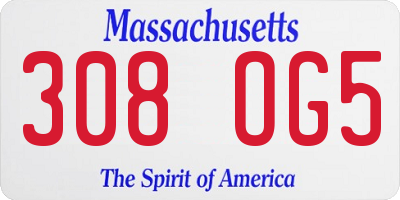 MA license plate 308OG5