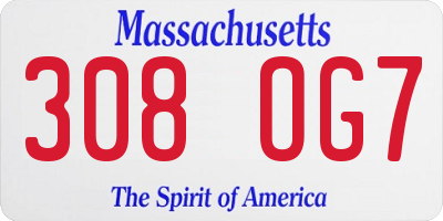 MA license plate 308OG7