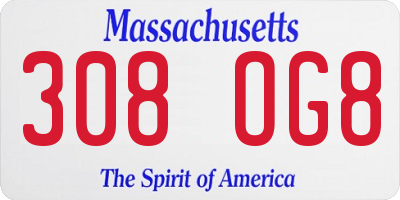 MA license plate 308OG8