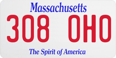 MA license plate 308OH0