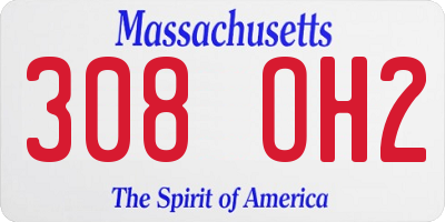 MA license plate 308OH2