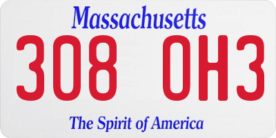 MA license plate 308OH3