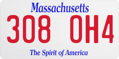 MA license plate 308OH4