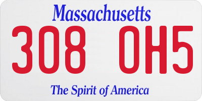 MA license plate 308OH5