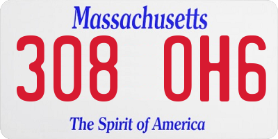 MA license plate 308OH6