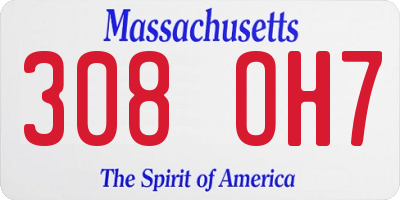 MA license plate 308OH7