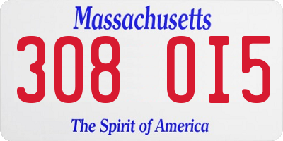 MA license plate 308OI5