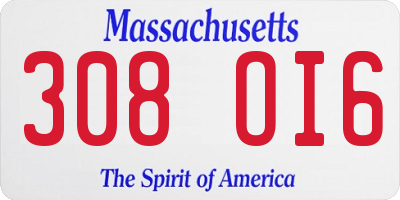 MA license plate 308OI6