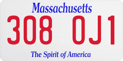 MA license plate 308OJ1