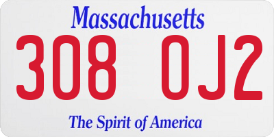 MA license plate 308OJ2