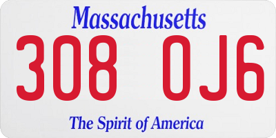 MA license plate 308OJ6