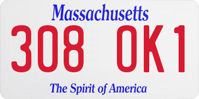MA license plate 308OK1