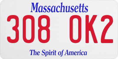 MA license plate 308OK2