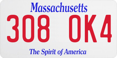 MA license plate 308OK4